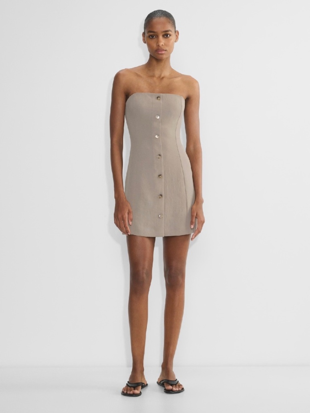NWT ARITZIA x WILFRED - Rarity Strapless Mini Dress in Nomad Taupe, 6
